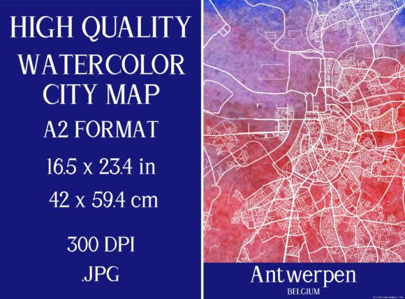 Antwerpen Map: Watercolor Illustrations for Brands