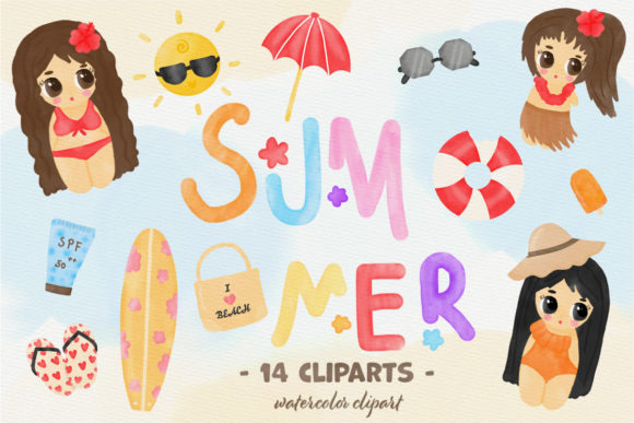 Beach Summer Girls Watercolor Clipart & Illustrations Review