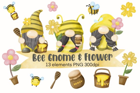 Bee Gnome Watercolor Clipart: Top Illustrations