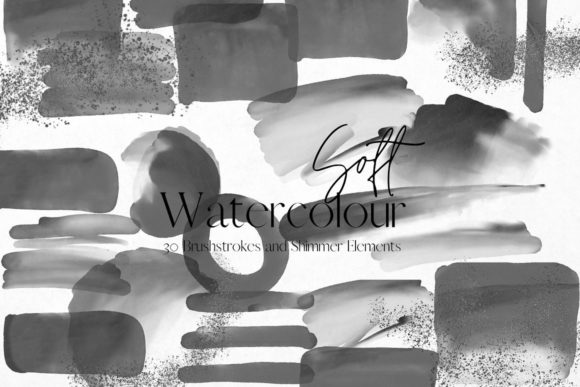 Black Soft Watercolour Brushstrokes: Premium Illustrations
