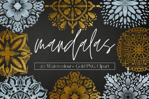 Blue and Gold Watercolour Mandala: Premium Illustrations