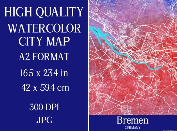 Bremen Watercolor Map: Top Illustrations for Sellers