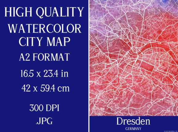 Dresden Watercolor Map: Premium Illustrations