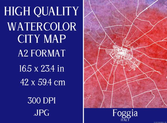 Foggia Italy Watercolor Map: Top Illustrations