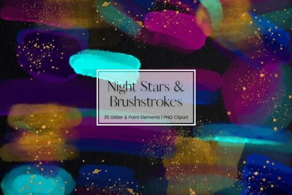 Galaxy Watercolour Brushstrokes Clipart: Illustrations
