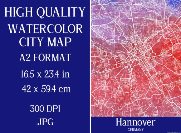 Hannover Germany Watercolor City Map Illustrations