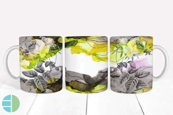 Ink Mug Watercolor Flower: Fresh Illustrations