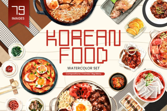 Korean Food Watercolor Illustrations for Sellers