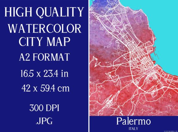 Palermo Map: Watercolor Illustrations for Sellers
