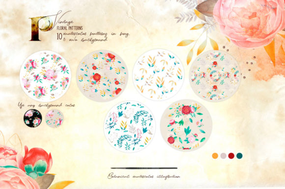 Peones Watercolor Pattern: Premium Illustrations