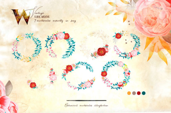 Peones Watercolor Wreaths: Stunning Illustrations