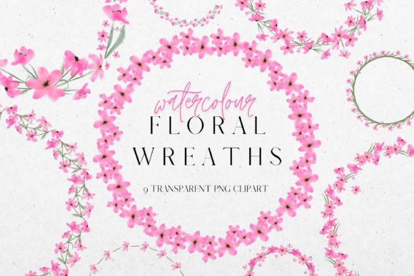 Pink Watercolour Flower Wreath Clipart: Top Illustrations