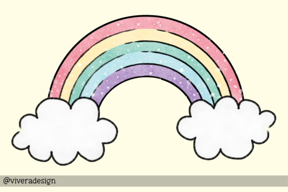 Pretty Watercolor Rainbow: Fresh Illustrations for Shops