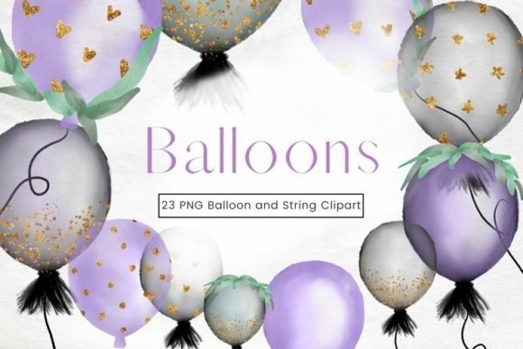Purple & Black Balloon Illustrations for Branding
