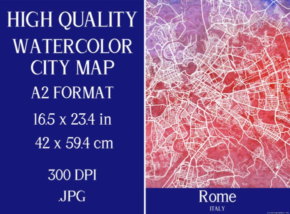 Rome Italy Watercolor City Map: Top Illustrations