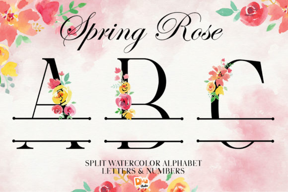 Split Spring Rose Alphabet: WaterColor Illustrations