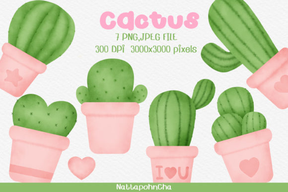 Watercolor Cactus Png Clipart Set: Organic Illustrations