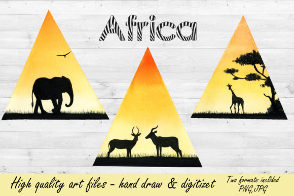 Watercolor Clipart Geometric Landscape for Illustrations