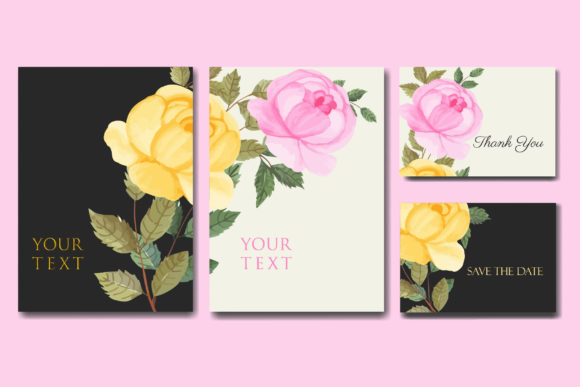 Watercolor Elegant Invitation Card Set: Premium Illustrations
