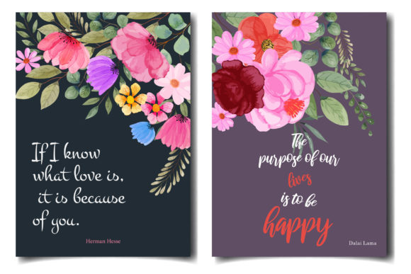 Watercolor Floral Card Sets: Premium Illustrations