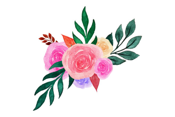 Watercolor Flower, Leaf, Floral Design: Premium Illustrations