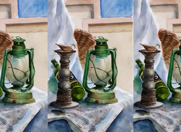 Watercolor Nature Landscape Old Light: Premium Illustrations