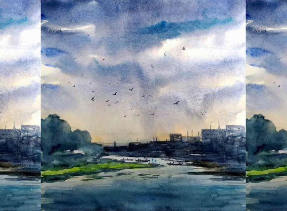 Watercolor Nature Landscape Rural and Ha Illustrations