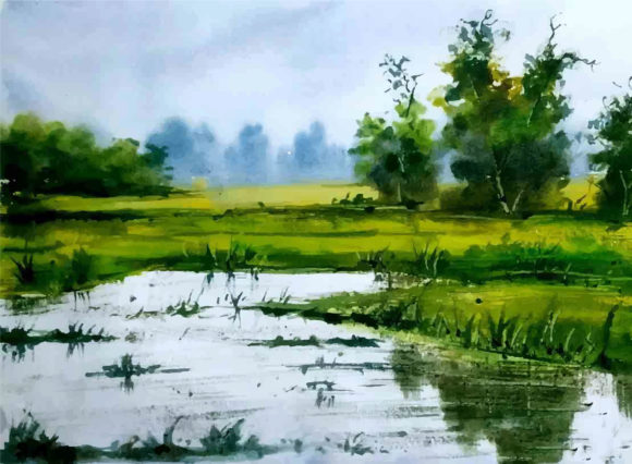 Watercolor Nature Landscape Rural Art: A Designer's Review