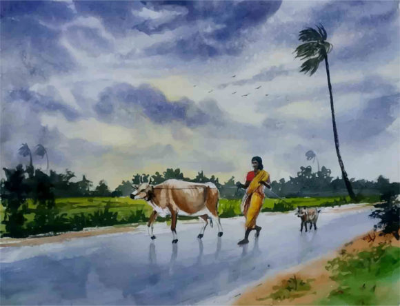 Watercolor Nature Landscape Woman Life Illustrations