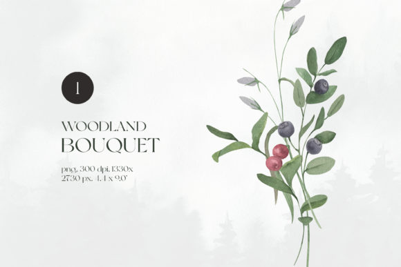 Watercolor Woodland Bouquet: Illustrations for Sellers