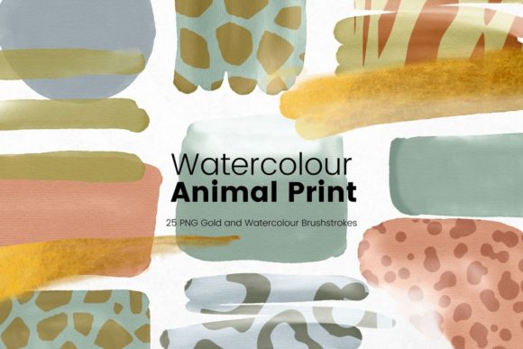 Watercolour Animal Print Paint Clipart & Illustrations