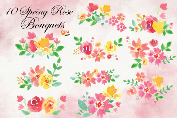 Watercolour Spring Rose Bouquet: Illustrations for Brands