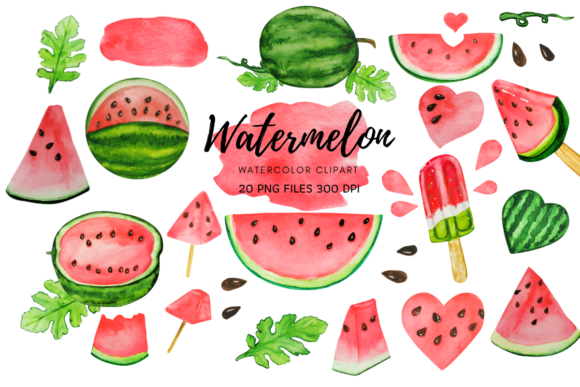 Watermelon Watercolor Clipart Collection: Fresh Illustrations